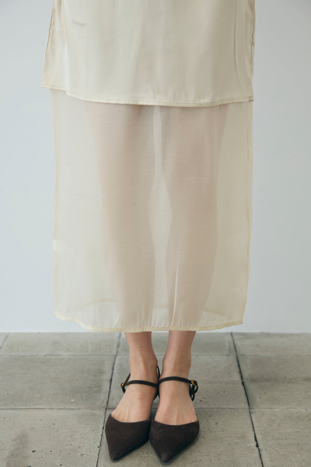 [予約/SET]ボリュームスリーブトレンチコート+シアーセットアップ(2set)