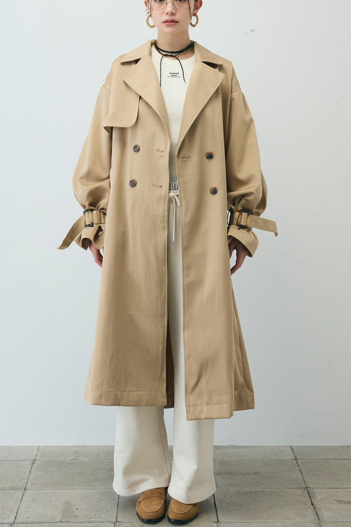 [予約/SET]ボリュームスリーブトレンチコート+シアーセットアップ(2set)