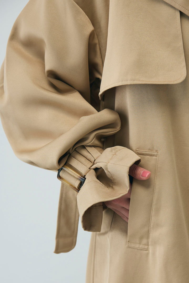 [予約/SET]ボリュームスリーブトレンチコート+シアーセットアップ(2set)