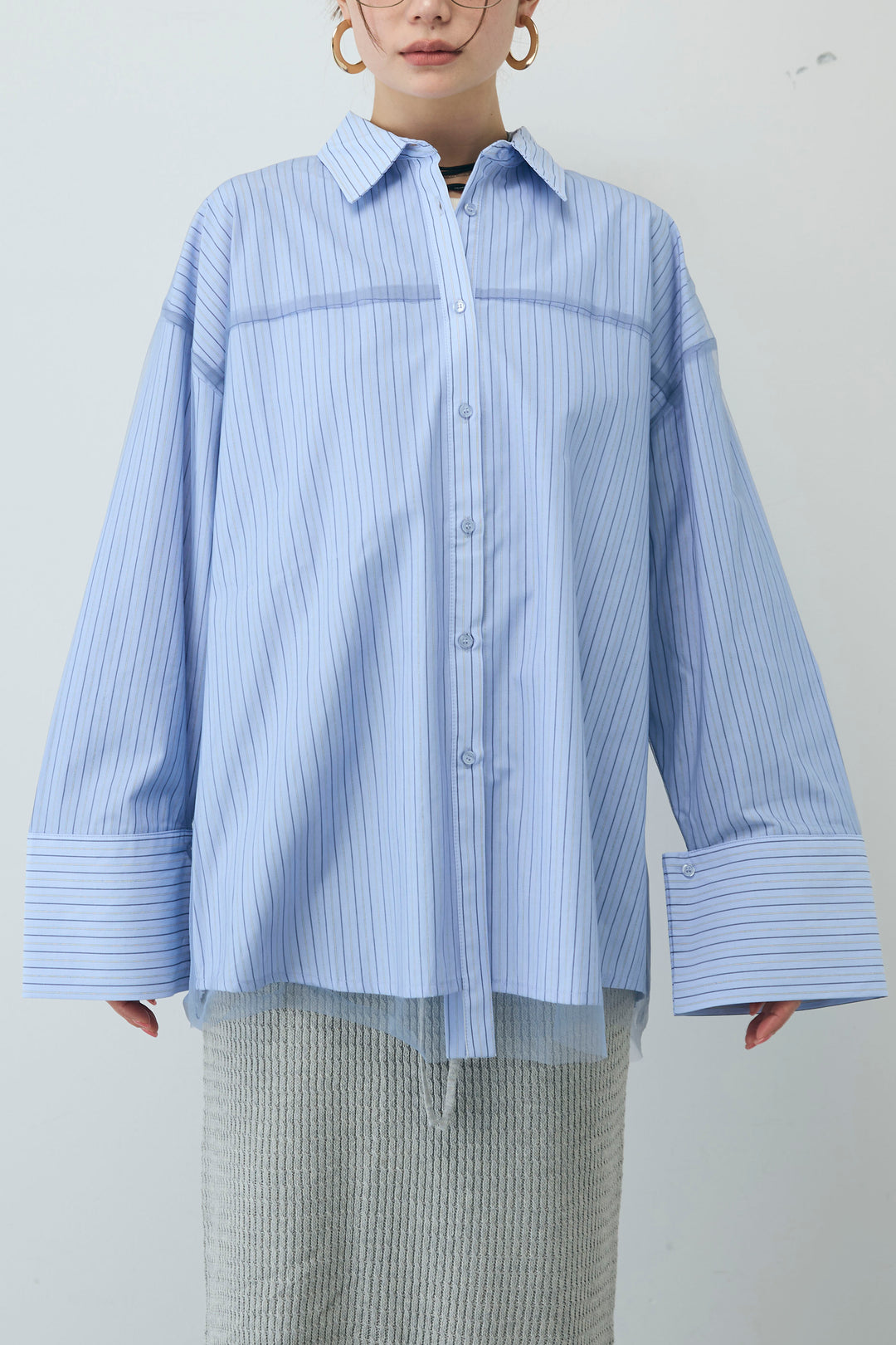 [予約]チュール被せオーバーサイズシャツ