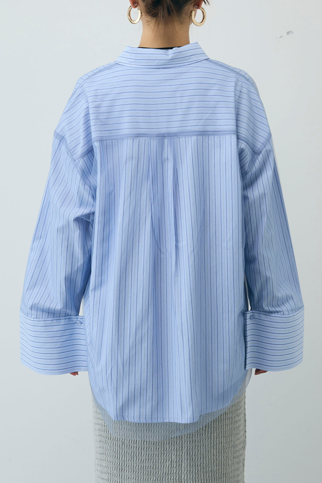 [予約/SET]チュール被せオーバーサイズシャツ+スプリングニットスカート(2set)