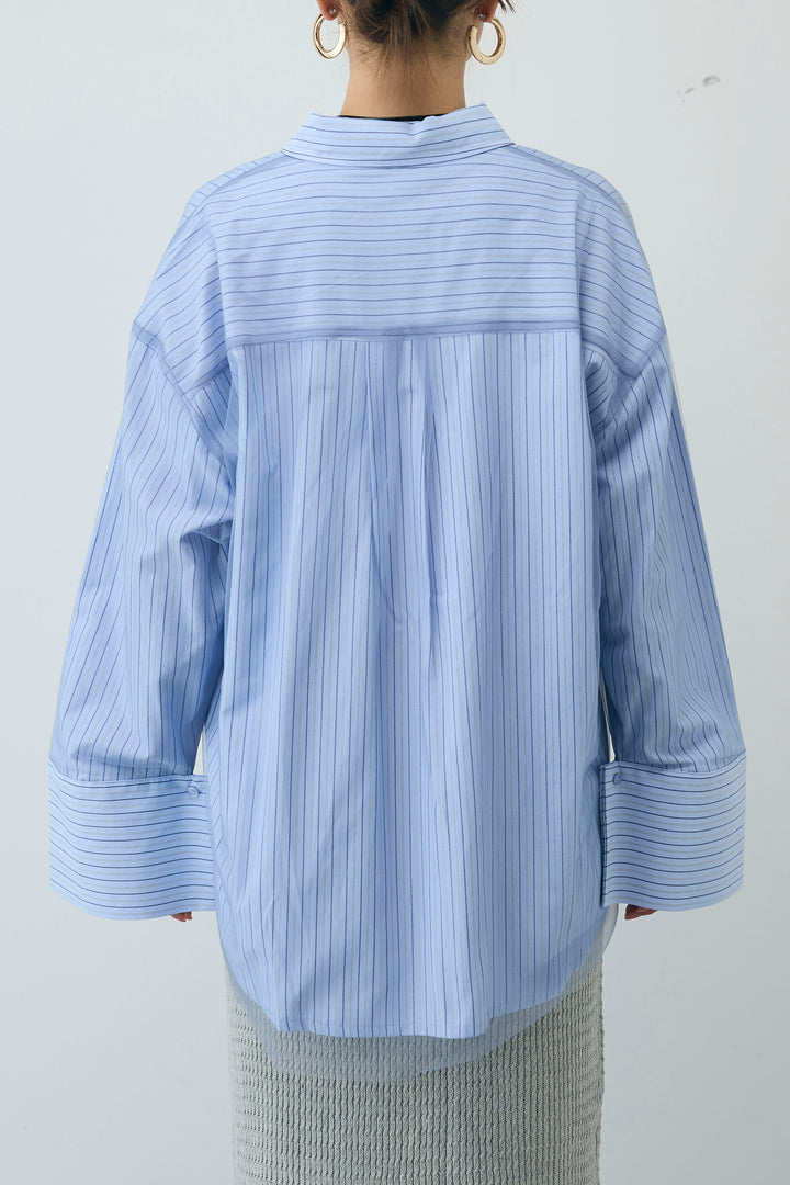 [予約/SET]チュール被せオーバーサイズシャツ+スプリングニットスカート(2set)