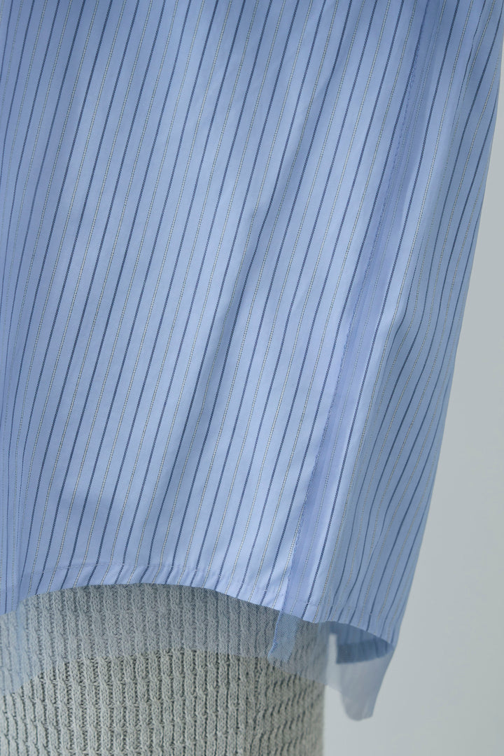 [予約/SET]チュール被せオーバーサイズシャツ+スプリングニットスカート(2set)