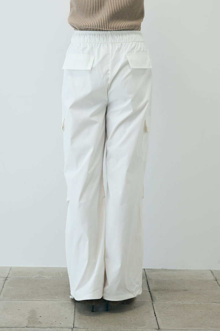 [予約/SET]アシンメトリードレープサテンブラウス+カーゴパンツ(2set)