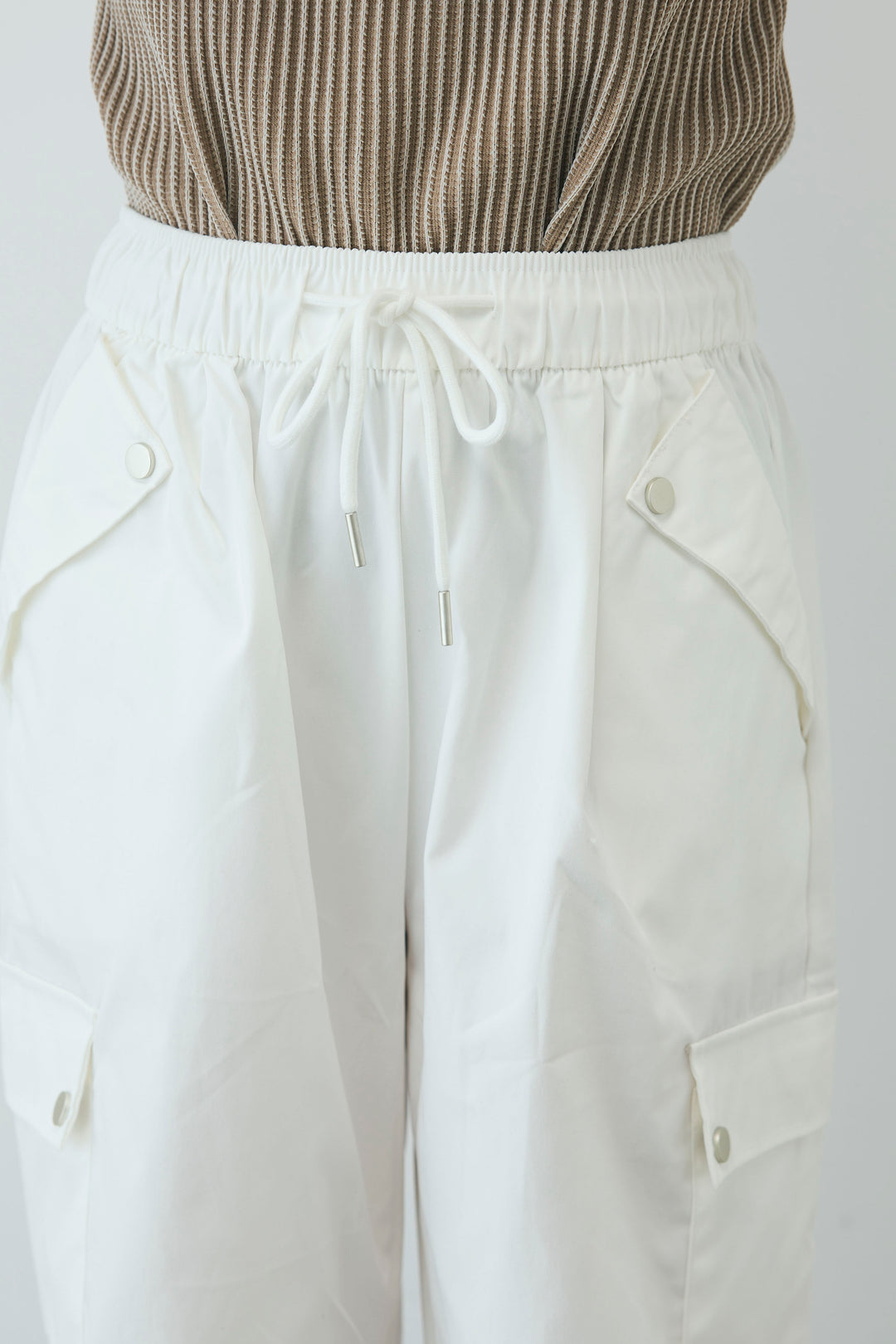 [予約/SET]リネンタッチ配色フレンチプルオーバー+カーゴパンツ(2set)