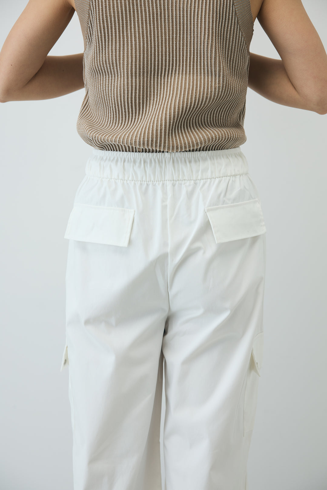 [予約/SET]シアーノースリーブニット+ネーム入りアメスリタンク+カーゴパンツ(3set)