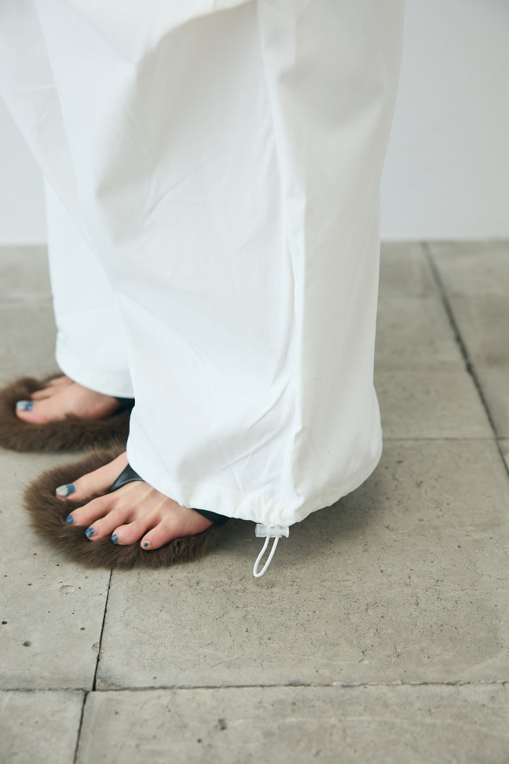 [予約/SET]アシンメトリードレープサテンブラウス+カーゴパンツ(2set)