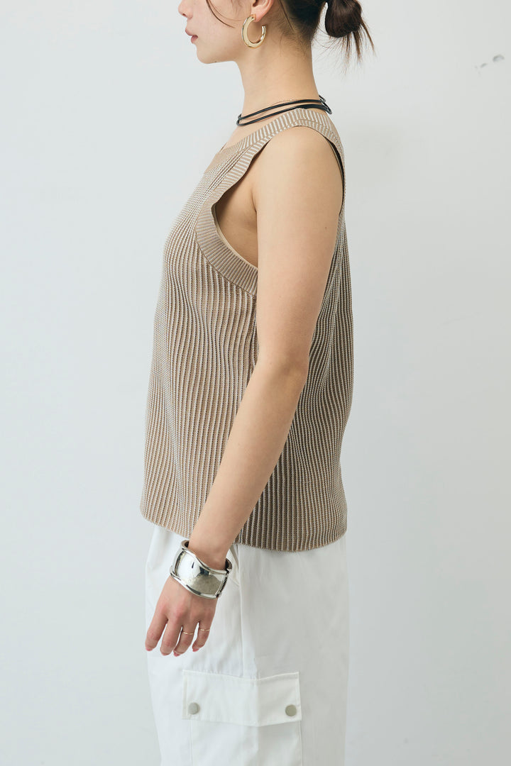 [予約/SET]編柄ノースリーブPO+レイヤードラップパンツ(2set)