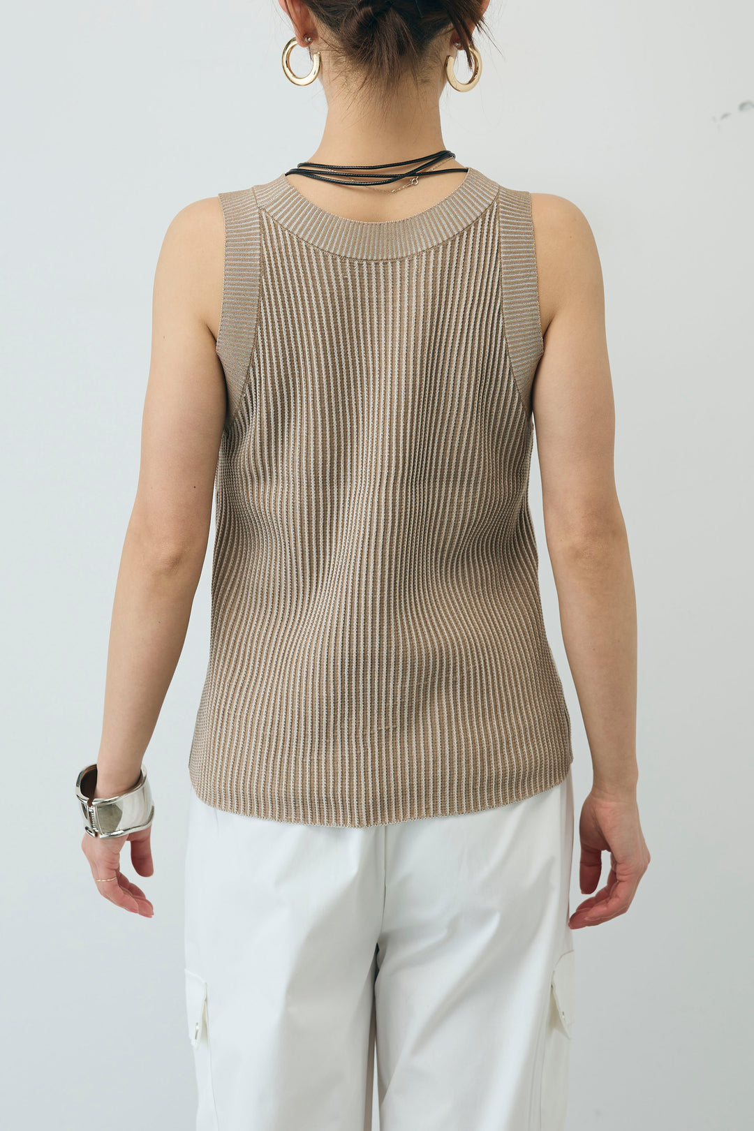 [予約/SET]編柄ノースリーブPO+リネンタッチルーズニットプルオーバー(2set)