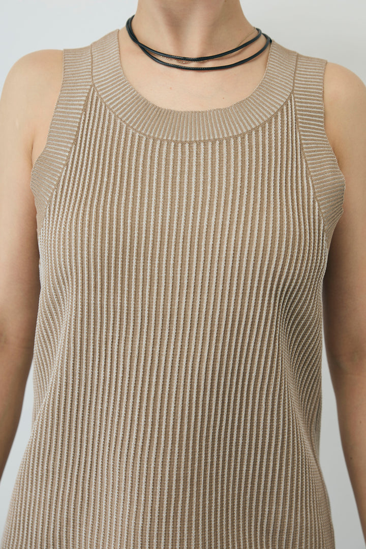 [予約/SET]編柄ノースリーブPO+レイヤードラップパンツ(2set)