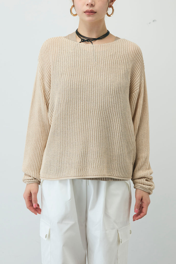 [予約/SET]編柄ノースリーブPO+リネンタッチルーズニットプルオーバー(2set)