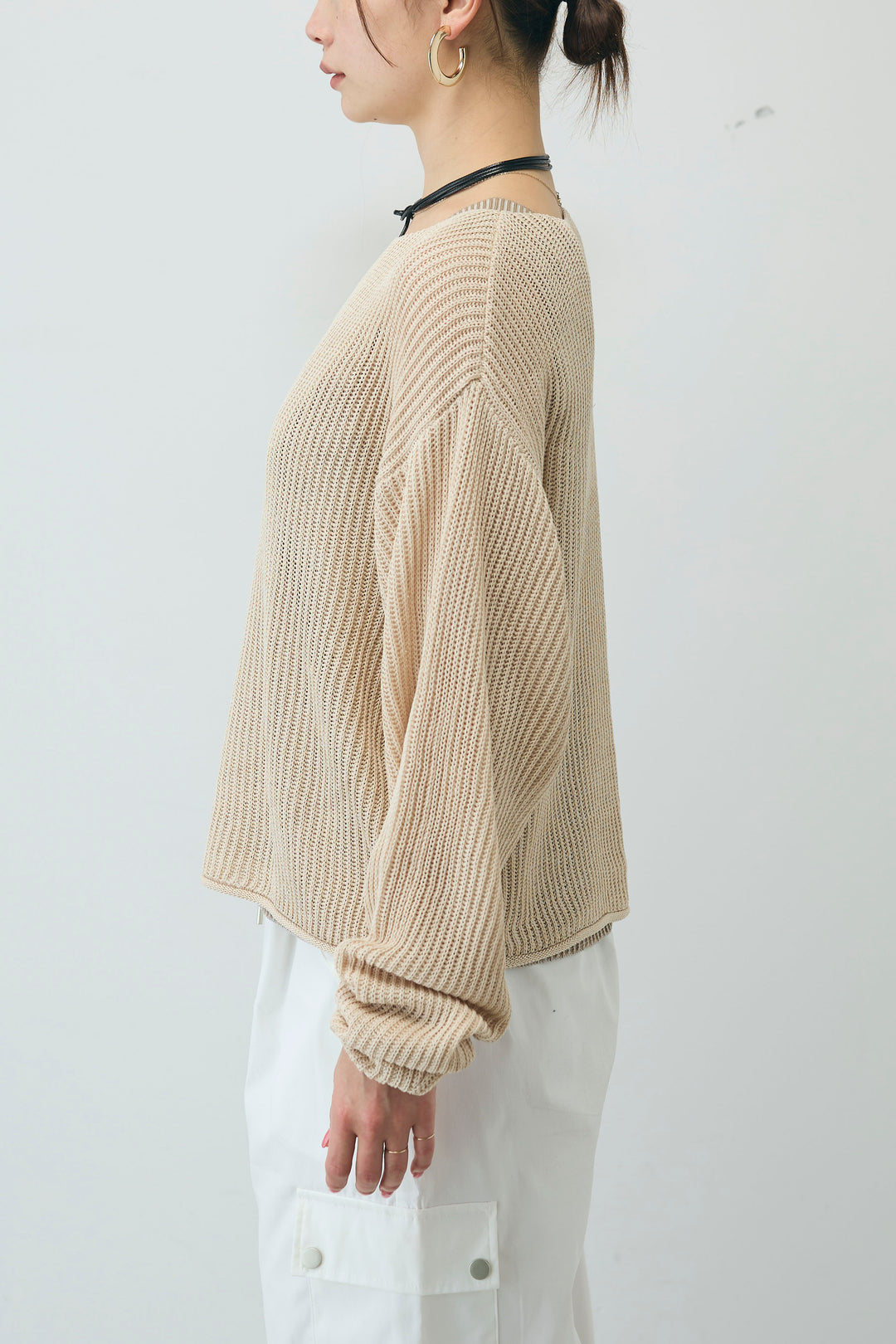 [予約/SET]編柄ノースリーブPO+リネンタッチルーズニットプルオーバー(2set)