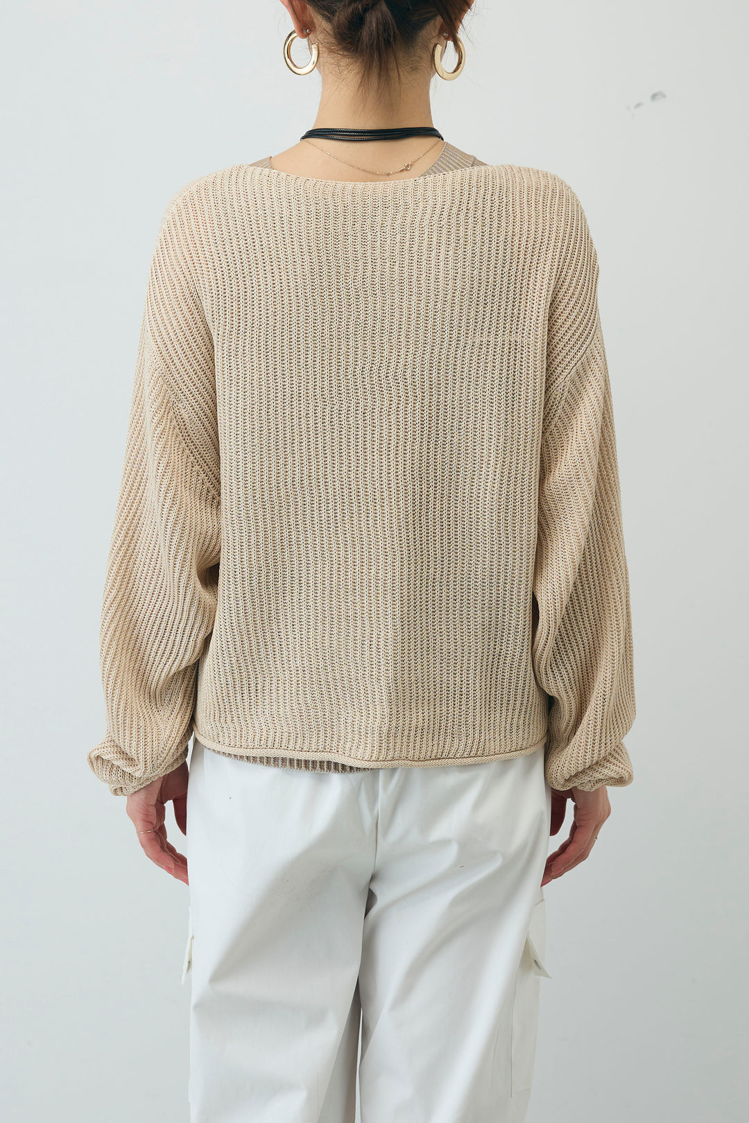 [予約/SET]編柄ノースリーブPO+リネンタッチルーズニットプルオーバー(2set)