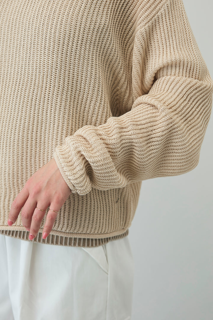 [予約/SET]編柄ノースリーブPO+リネンタッチルーズニットプルオーバー(2set)