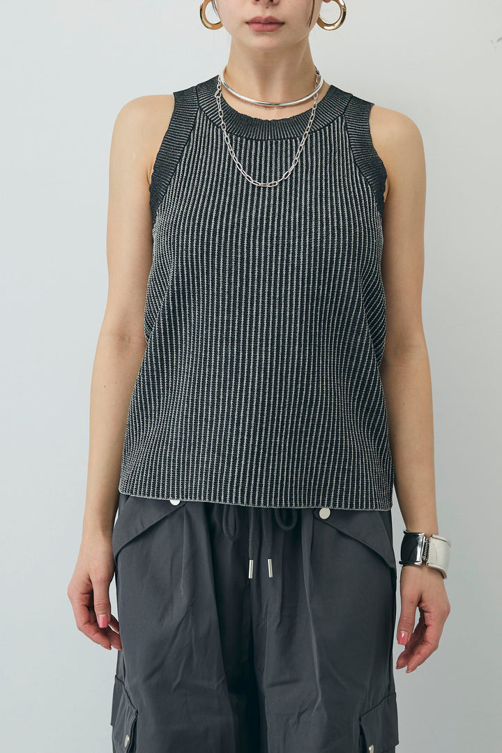 [予約/SET]編柄ノースリーブPO+リネンタッチルーズニットプルオーバー(2set)