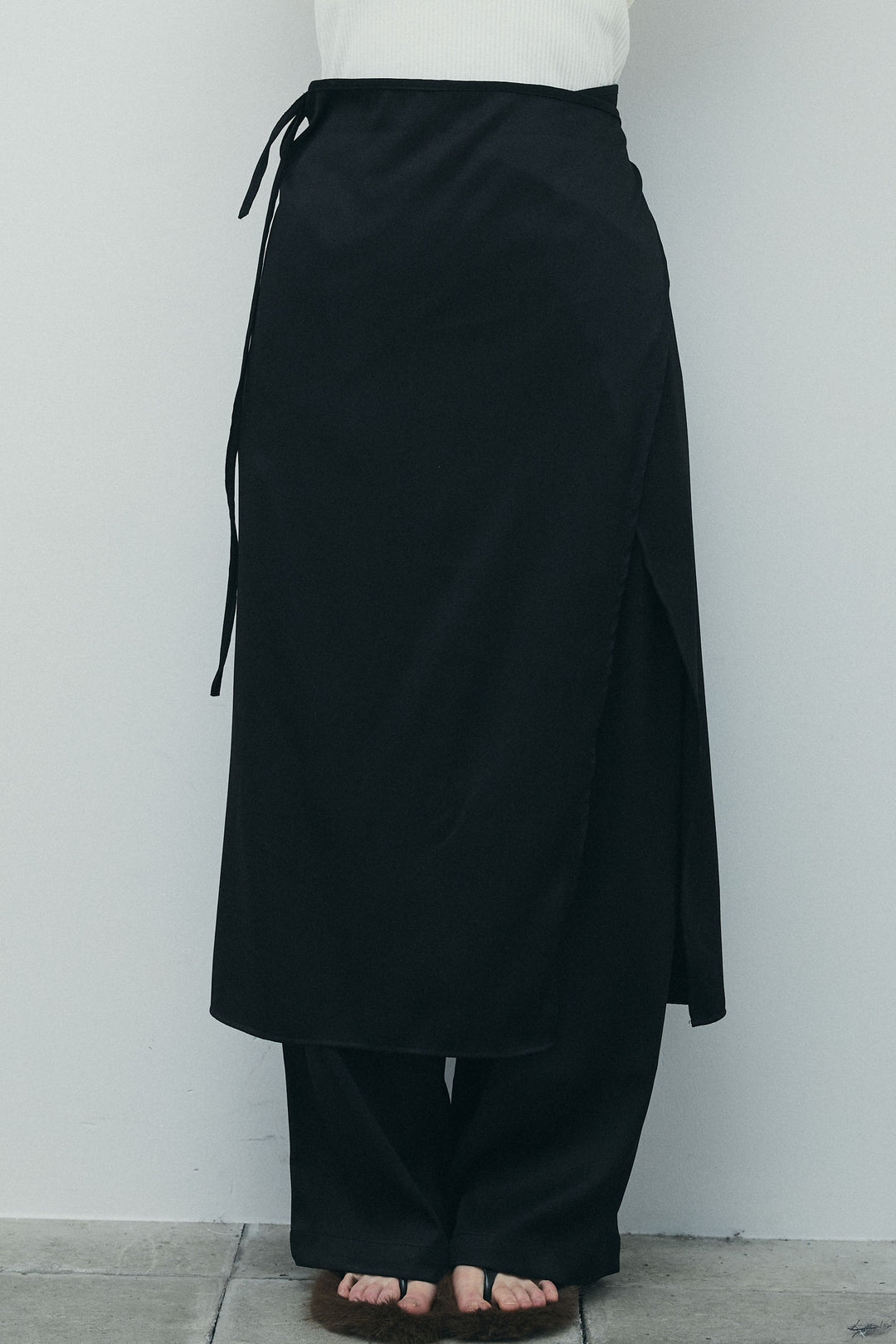 [予約/SET]畦編み金釦ルーズベスト+レイヤードラップパンツ(2set)