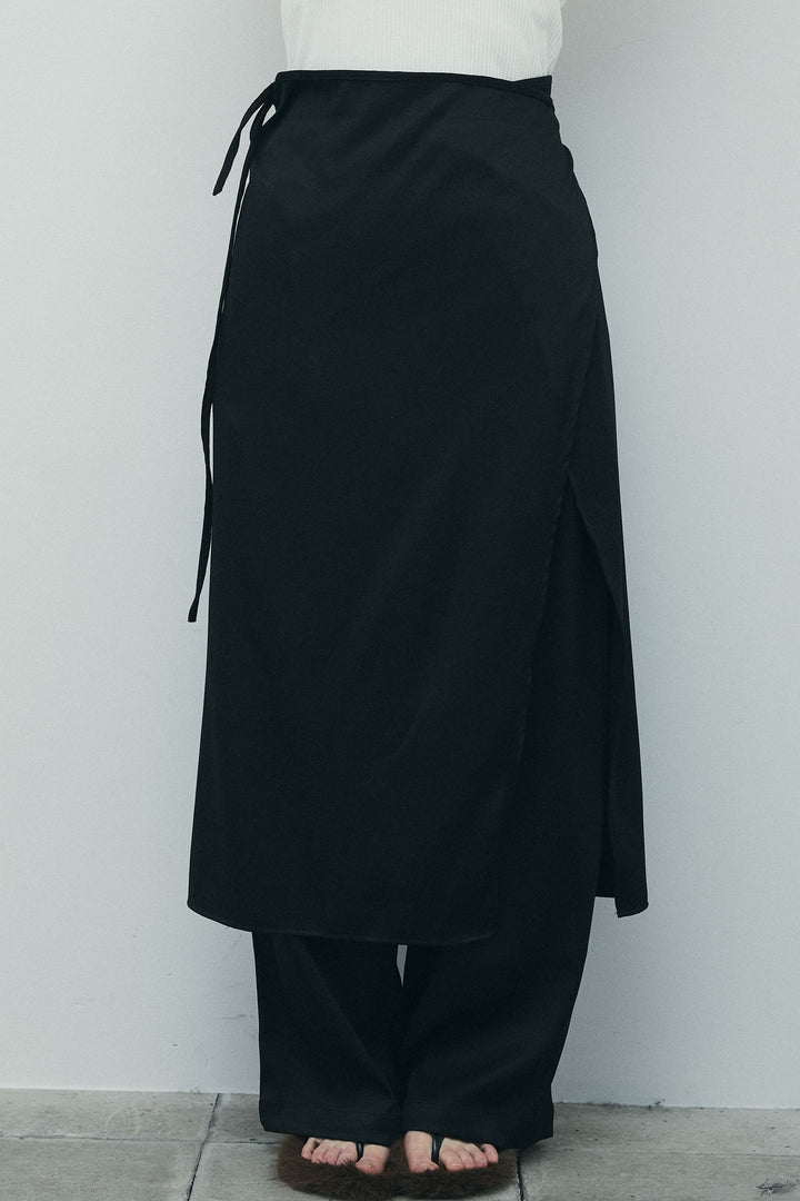 [予約/SET]畦編み金釦ルーズベスト+レイヤードラップパンツ(2set)