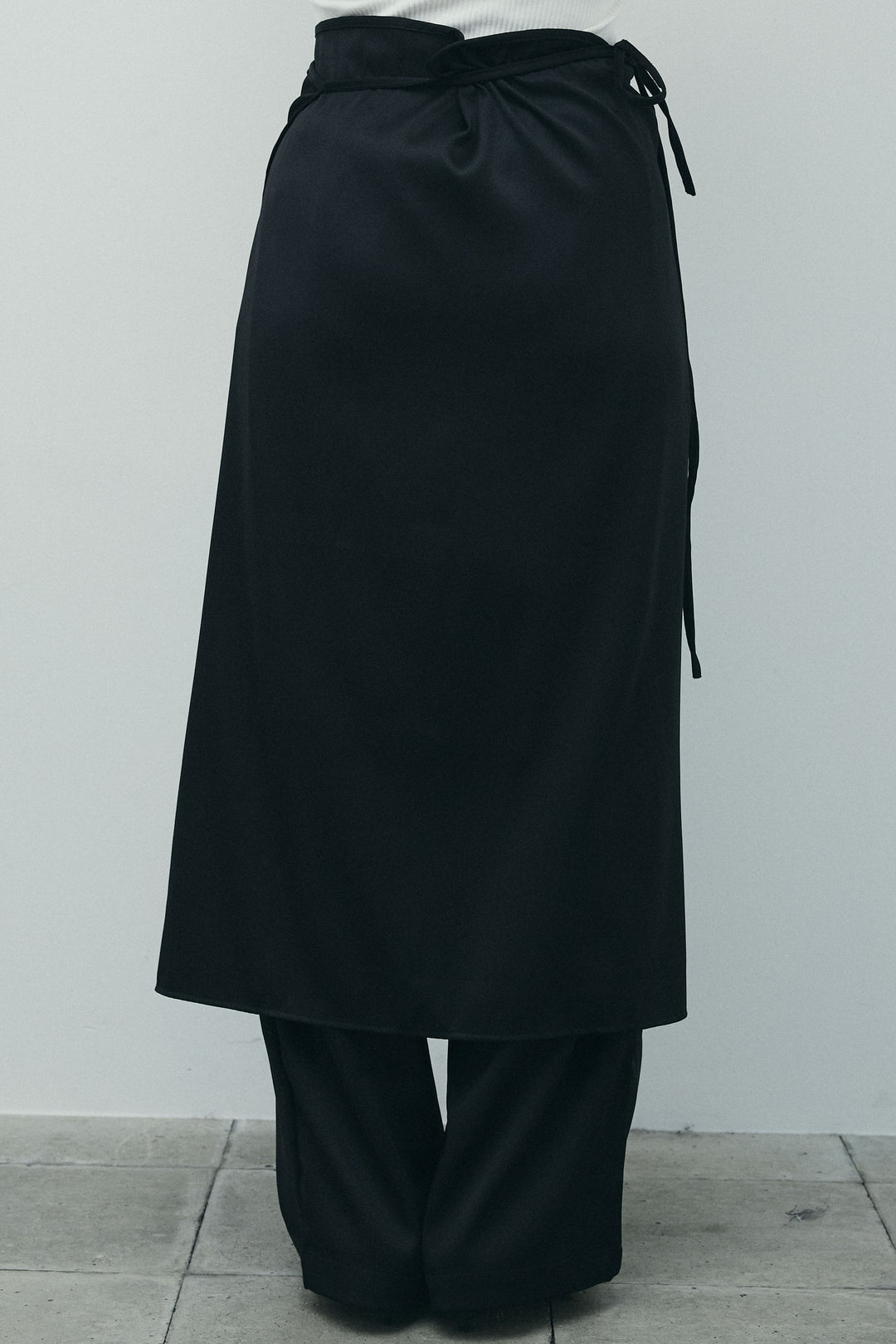 [予約/SET]畦編み金釦ルーズベスト+レイヤードラップパンツ(2set)