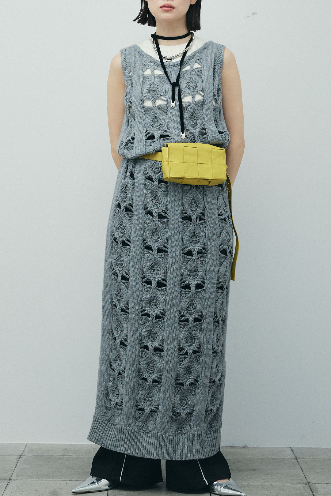 [予約]ミックス編みニットワンピース