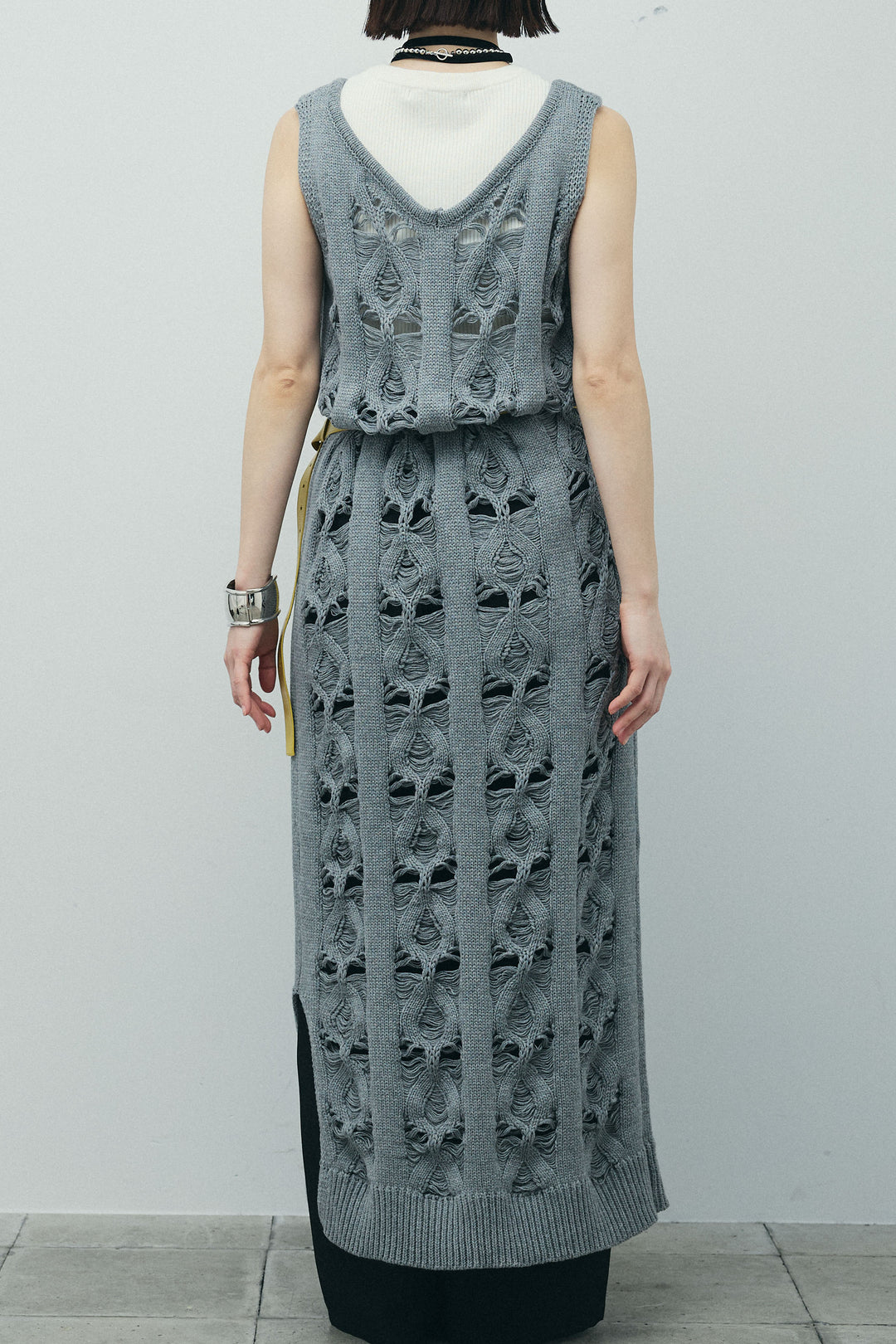 [予約/SET]ミックス編みニットワンピース+ハイウエストスキニーレギンス(2set)