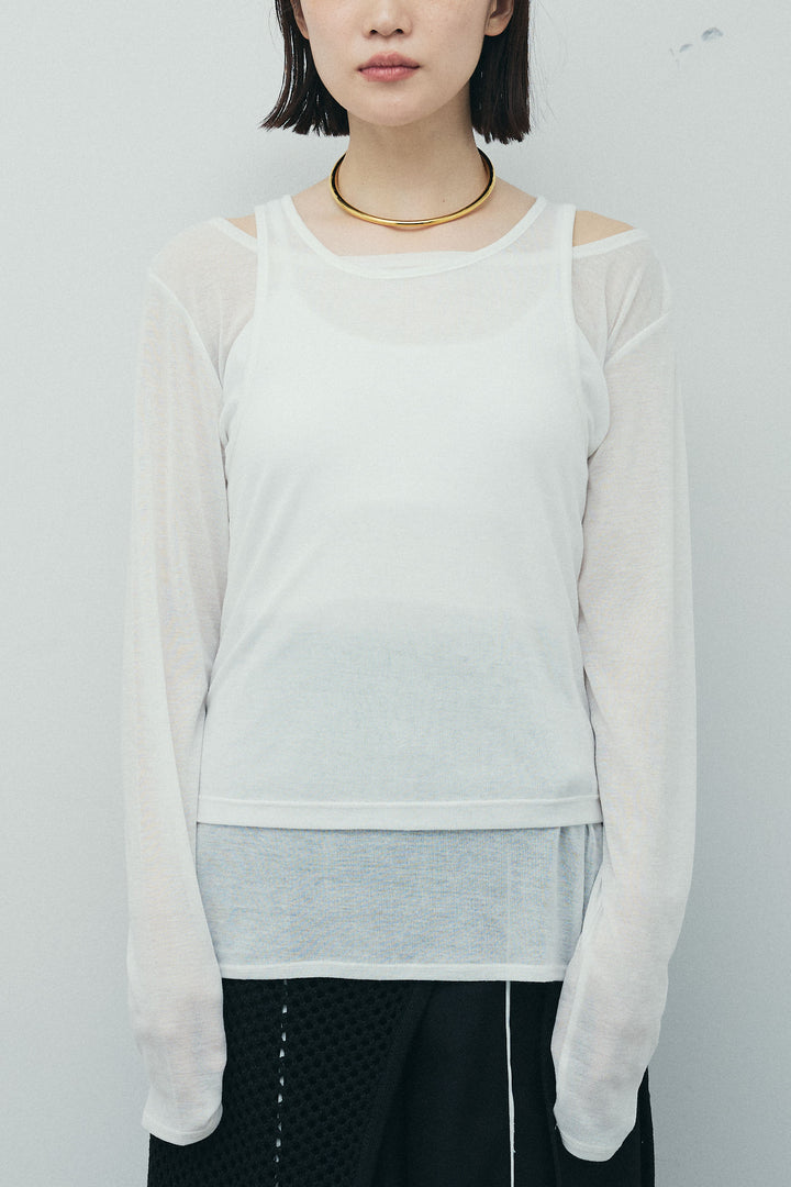 [予約/SET]シアーレイヤードトップス+ヘザーエステルカーブパンツ(2set)