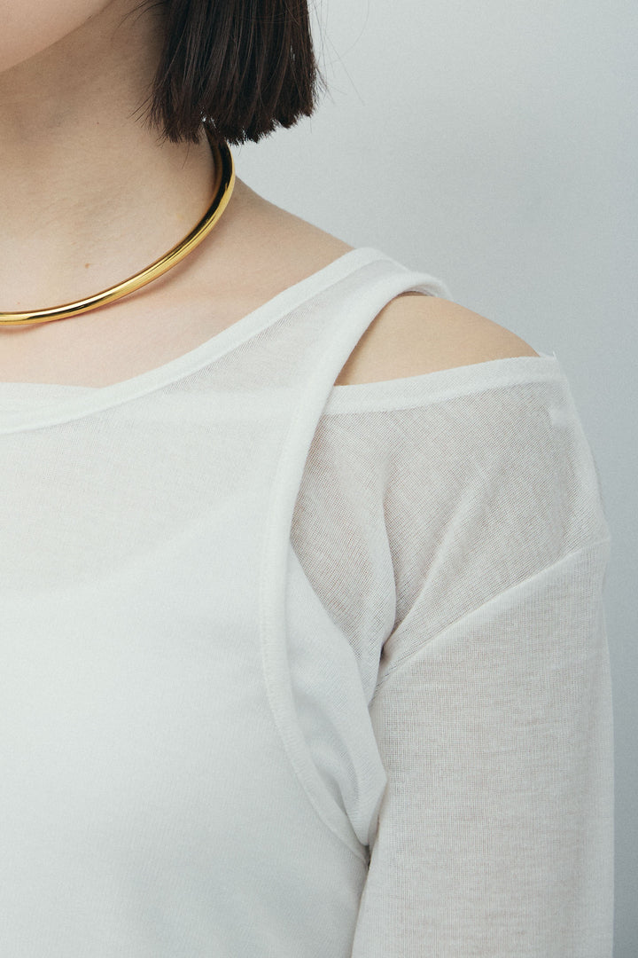 [予約/SET]シアーレイヤードトップス+ヘザーエステルカーブパンツ(2set)