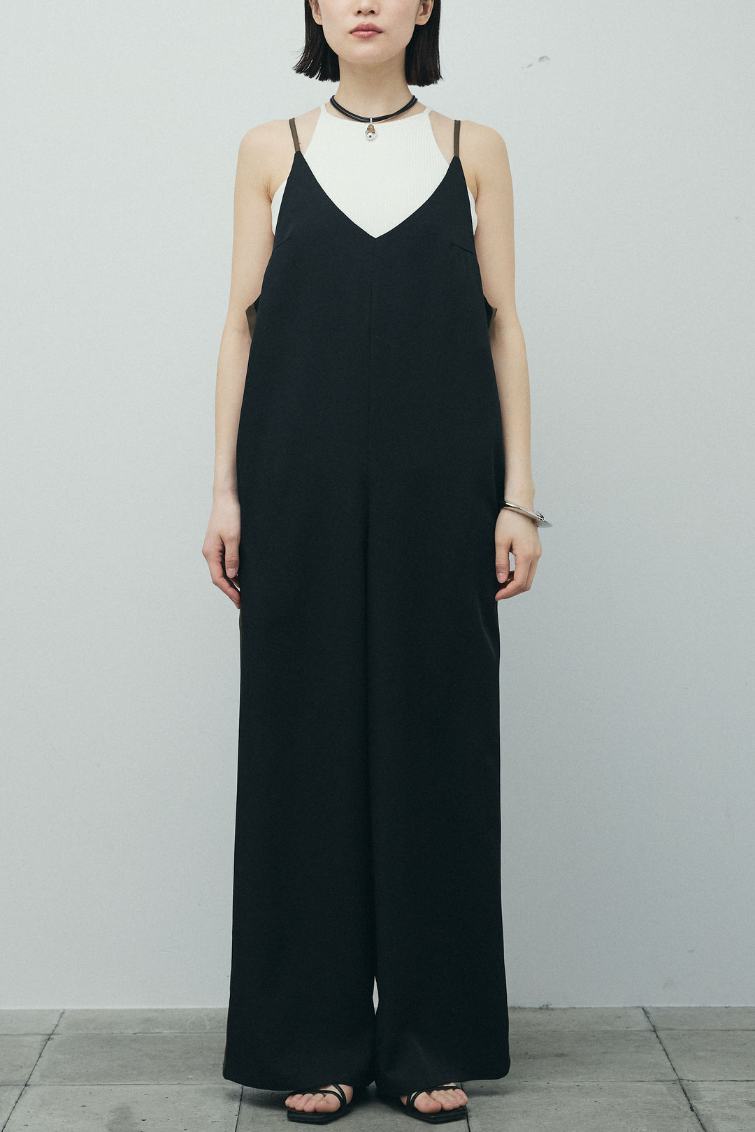 [予約/SET]ヘザーエステルテーラードジレ+サイドラインキャミサロペット(2set)