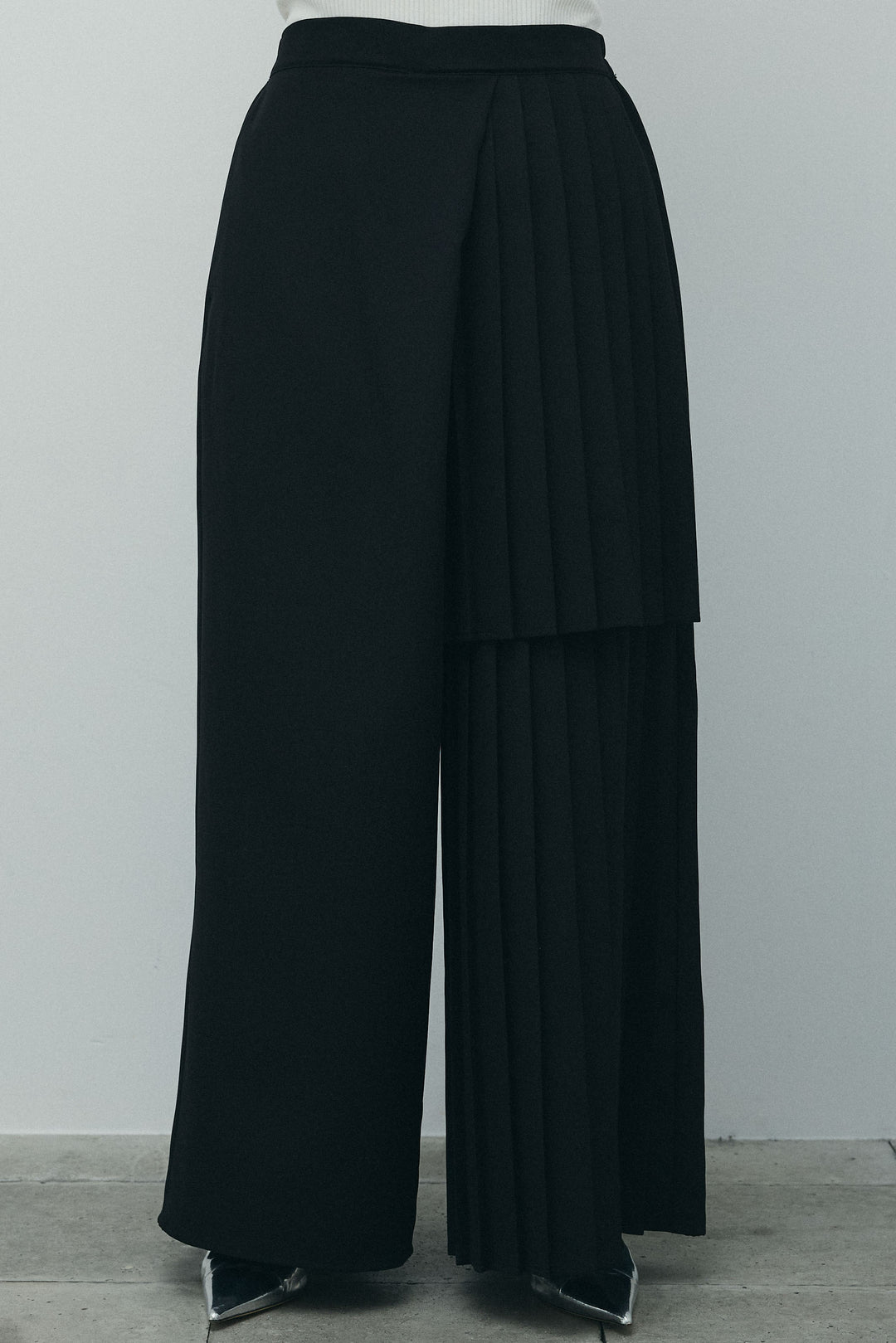 [予約/SET]畦編み金釦ルーズベスト+アシメプリーツパンツ(2set)