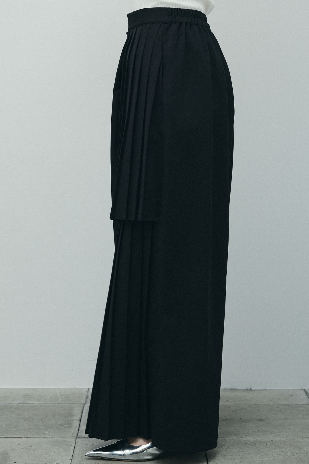 [予約/SET]畦編み金釦ルーズベスト+アシメプリーツパンツ(2set)