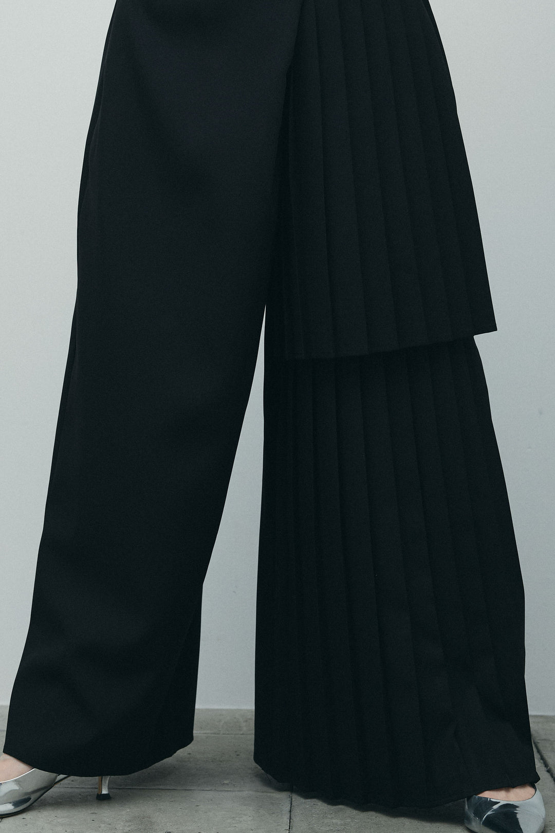 [予約/SET]畦編み金釦ルーズベスト+アシメプリーツパンツ(2set)