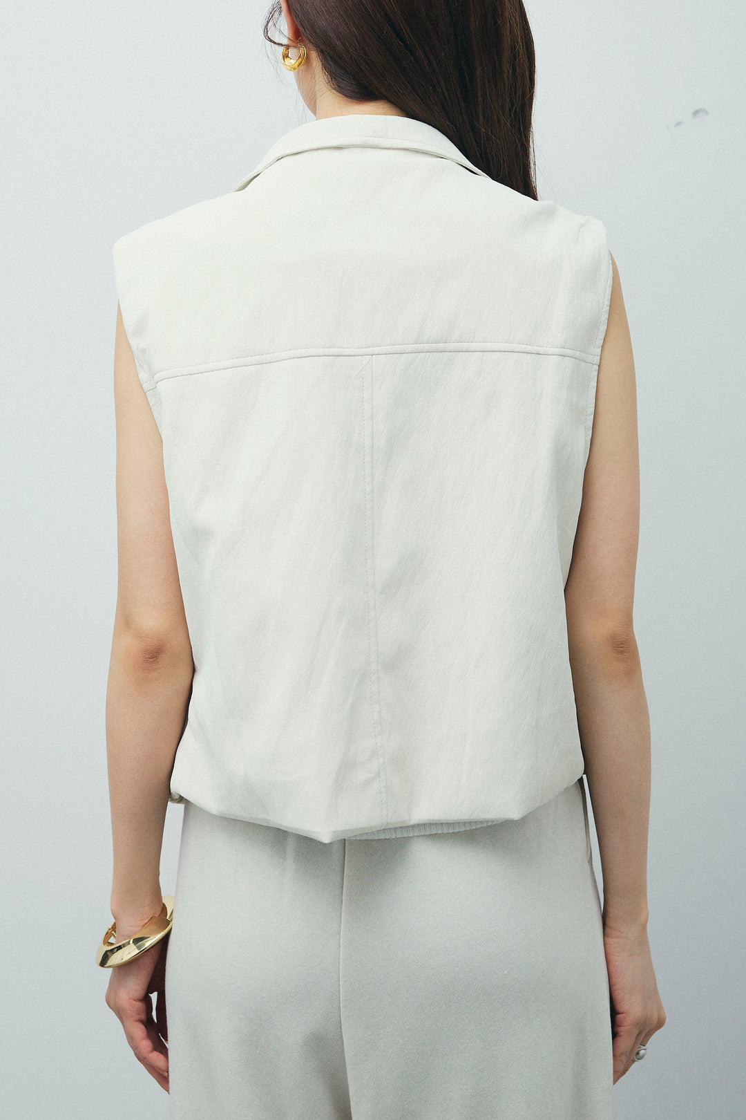 [予約/SET]フェイクスウェードショートベスト+タックボリュームスウェットパンツ(2set)