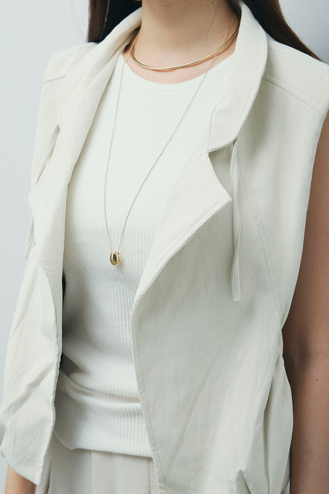 [予約/SET]フェイクスウェードショートベスト+タックボリュームスウェットパンツ(2set)