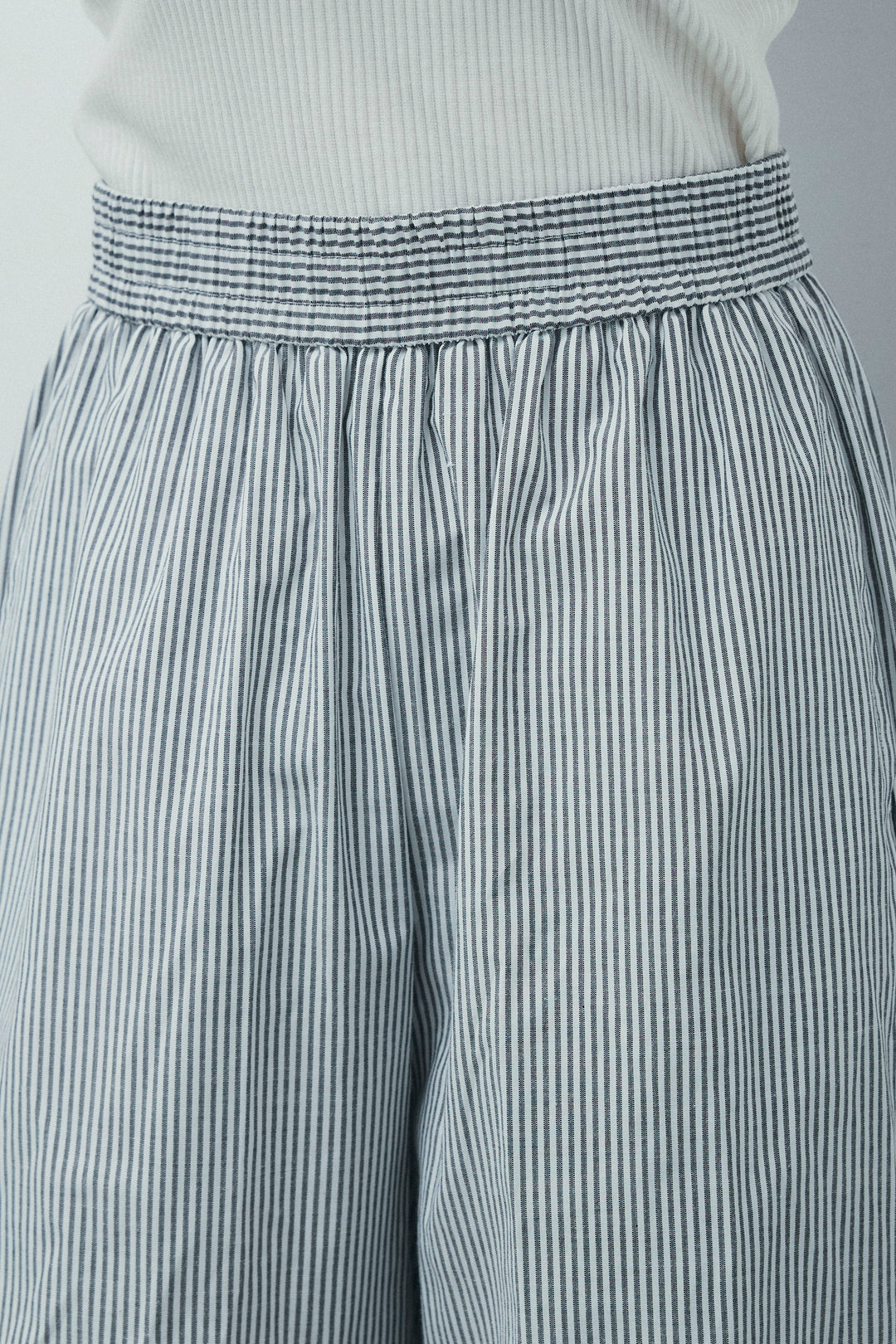 [予約/SET]ラメワッシャーダブルジレ+ウエスト巻きストライプワイドパンツ(2set)