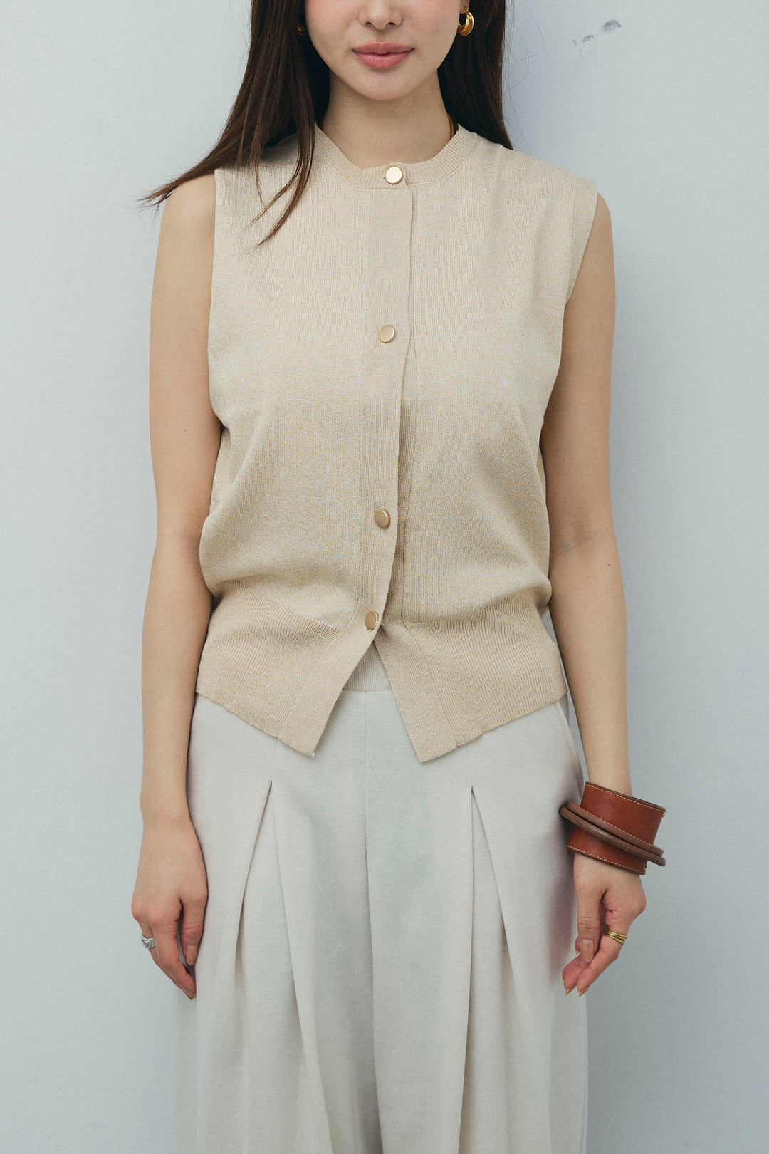 [予約/SET]ラメベスト+タックボリュームスウェットパンツ(2set)