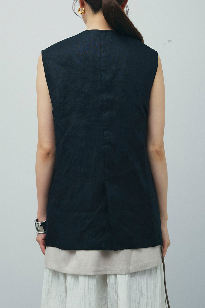 [予約/SET]ノーカラージレ+レイヤードスカート(2set)