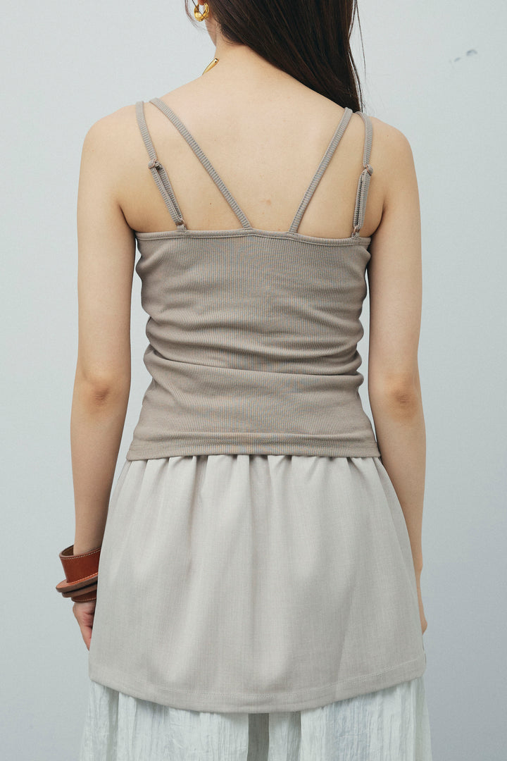 [予約/SET]フィッシュネットノースリーブニット+カップ付きストラップキャミ(2set)