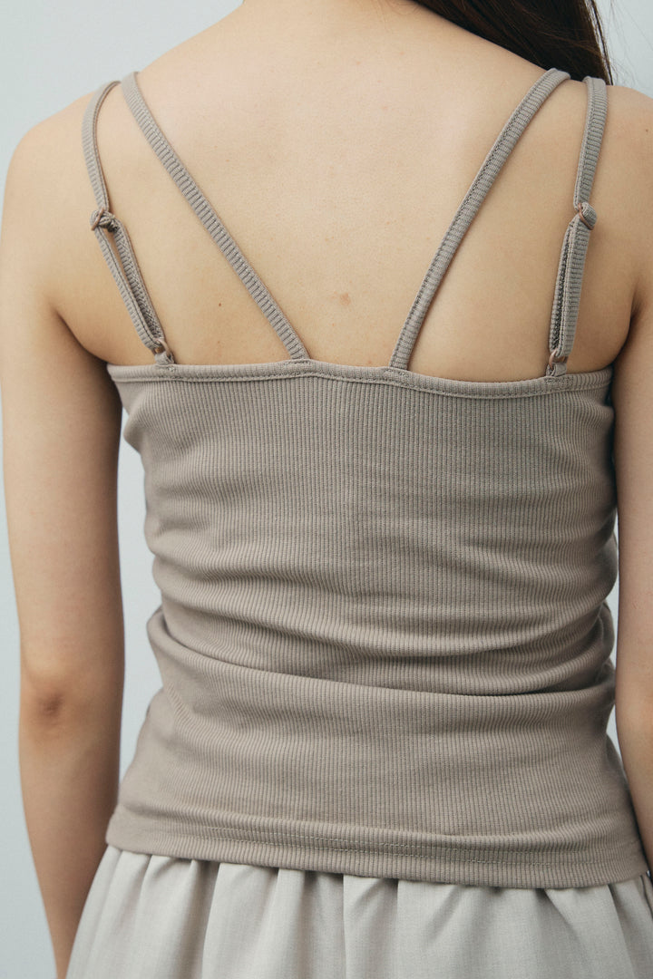 [予約/SET]フィッシュネットノースリーブニット+カップ付きストラップキャミ+レイヤードスカート(3set)