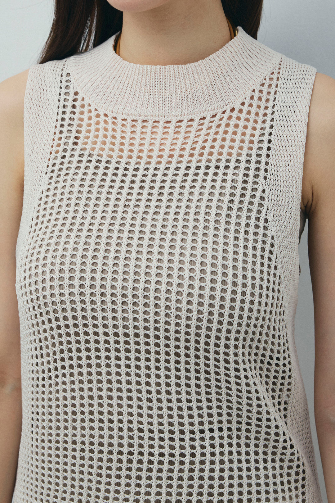 [予約]フィッシュネットノースリーブニット