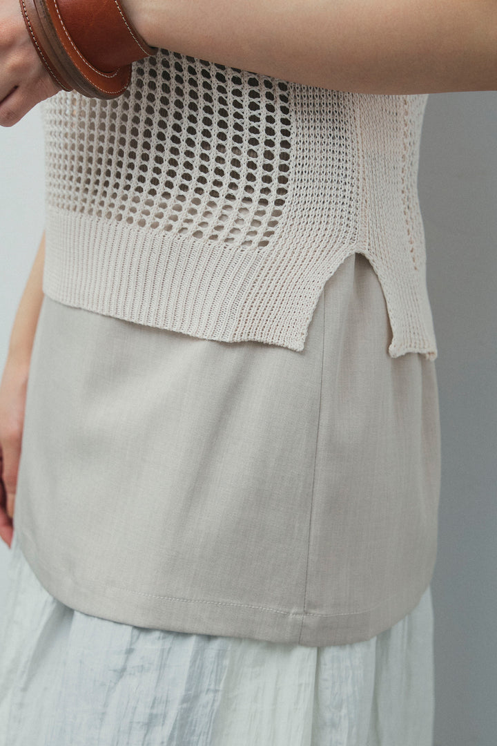 [予約/SET]ストライプBIGジレ+フィッシュネットノースリーブニット+ハイウエストワイドサロペット(3set)