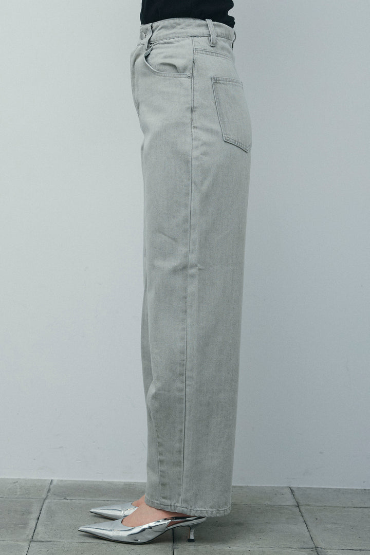 [予約/SET]ストライプバルーンアメスリTOPS+ヴィンテージカーブデニムパンツ(2set)