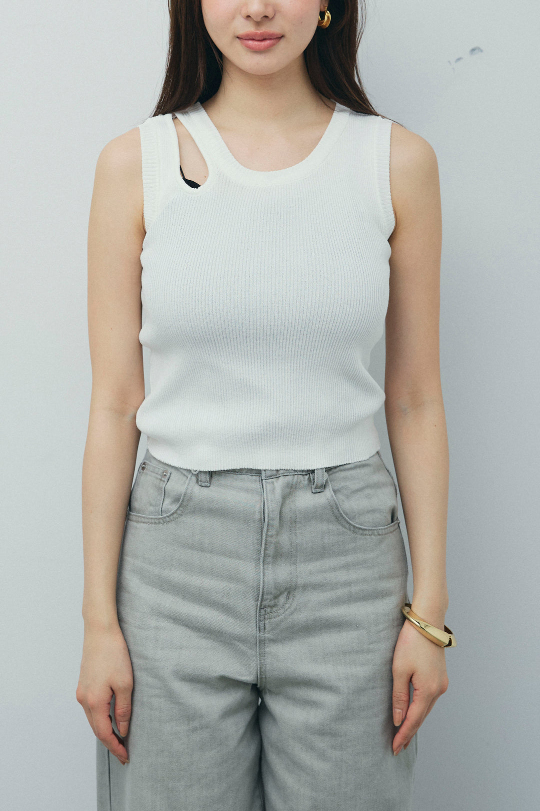 [予約/SET]2WAYキャミソールビスチェシャツ+カットアウトリブタンク(2set)