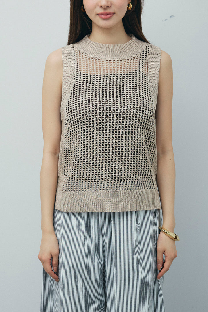 [予約]フィッシュネットノースリーブニット