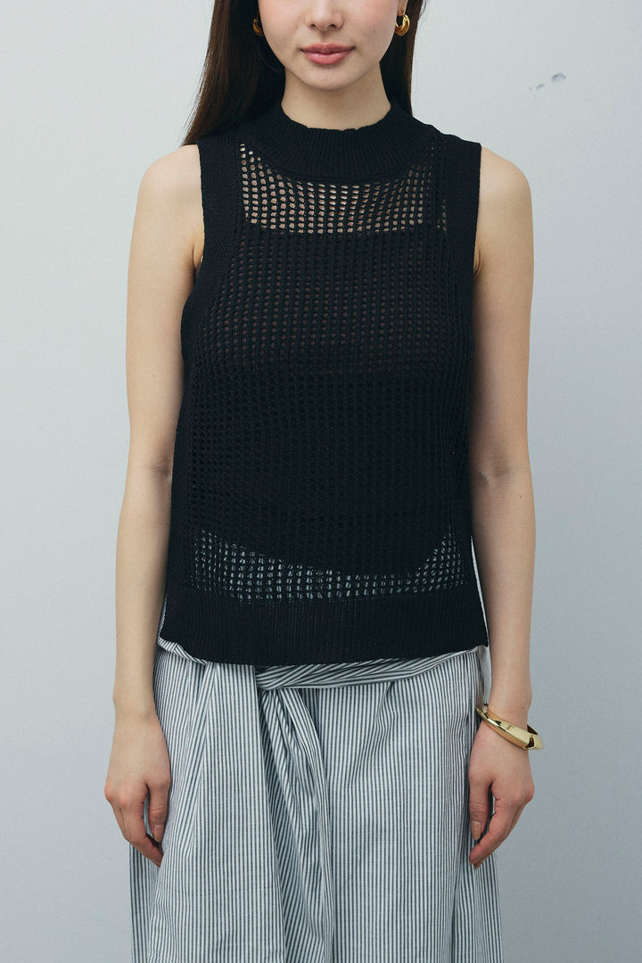 [予約]フィッシュネットノースリーブニット