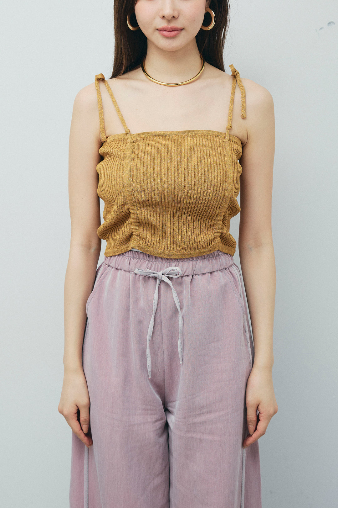 [予約]ドロストラメニットキャミ