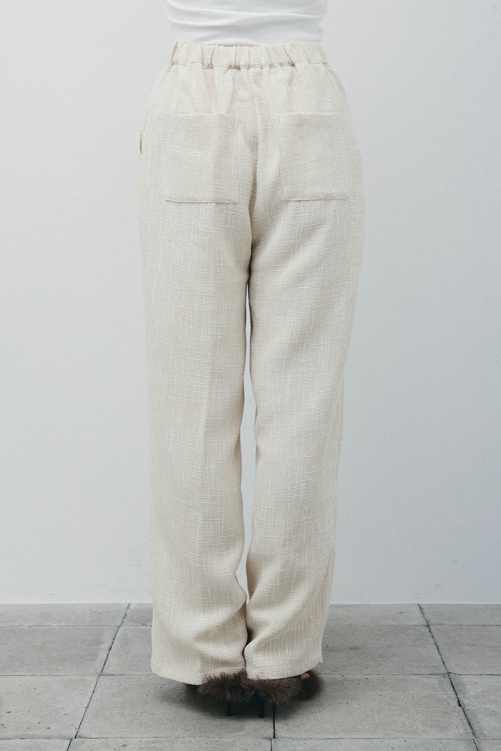 [予約/SET]カップ付きホルターネックタンク+バンピーステッチ2WAYベスト+サマーツイードタックパンツ(3set)