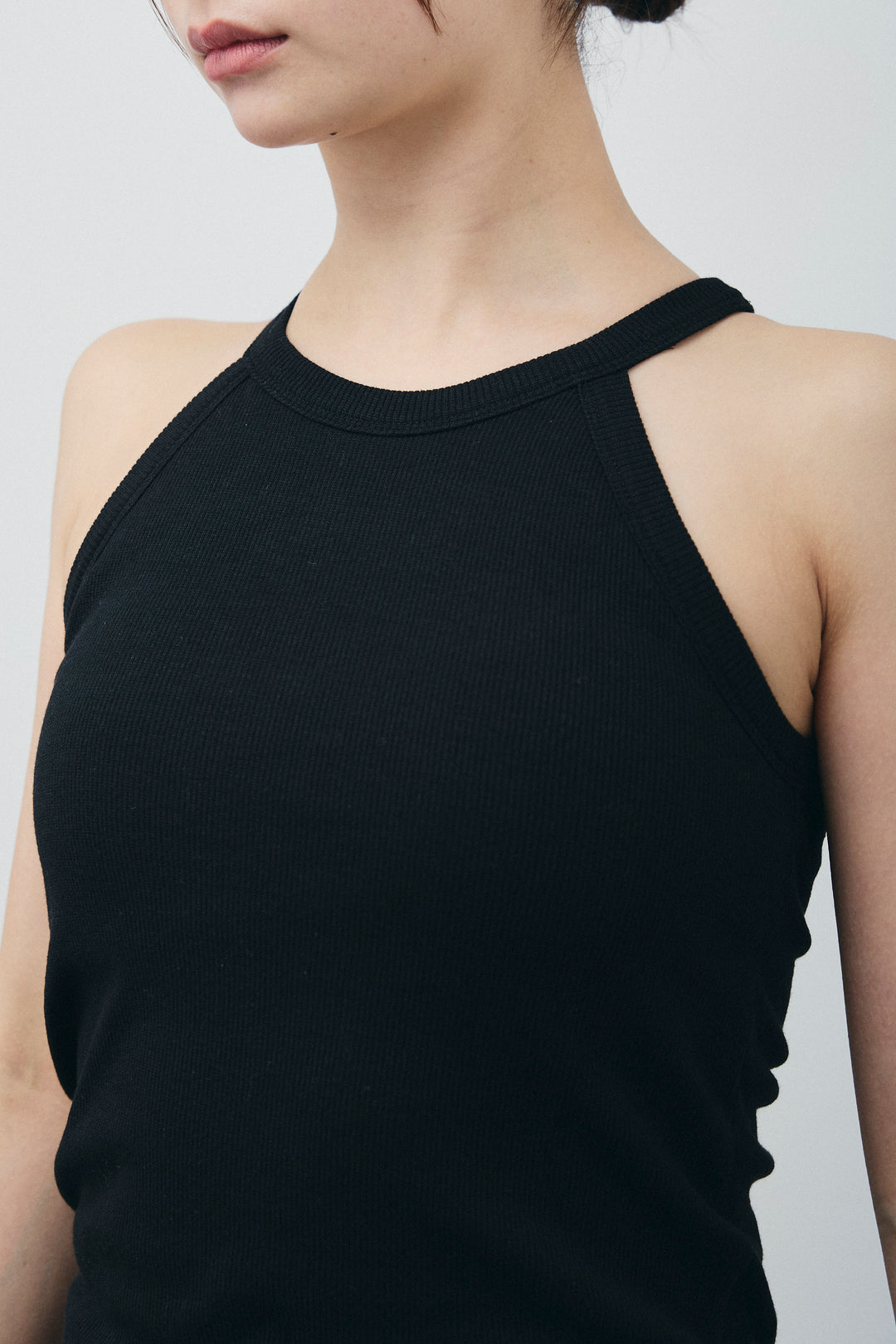 [予約/SET]ラメワッシャーダブルジレ+カップ付きホルターネックタンク+ウエスト巻きストライプワイドパンツ(3set)