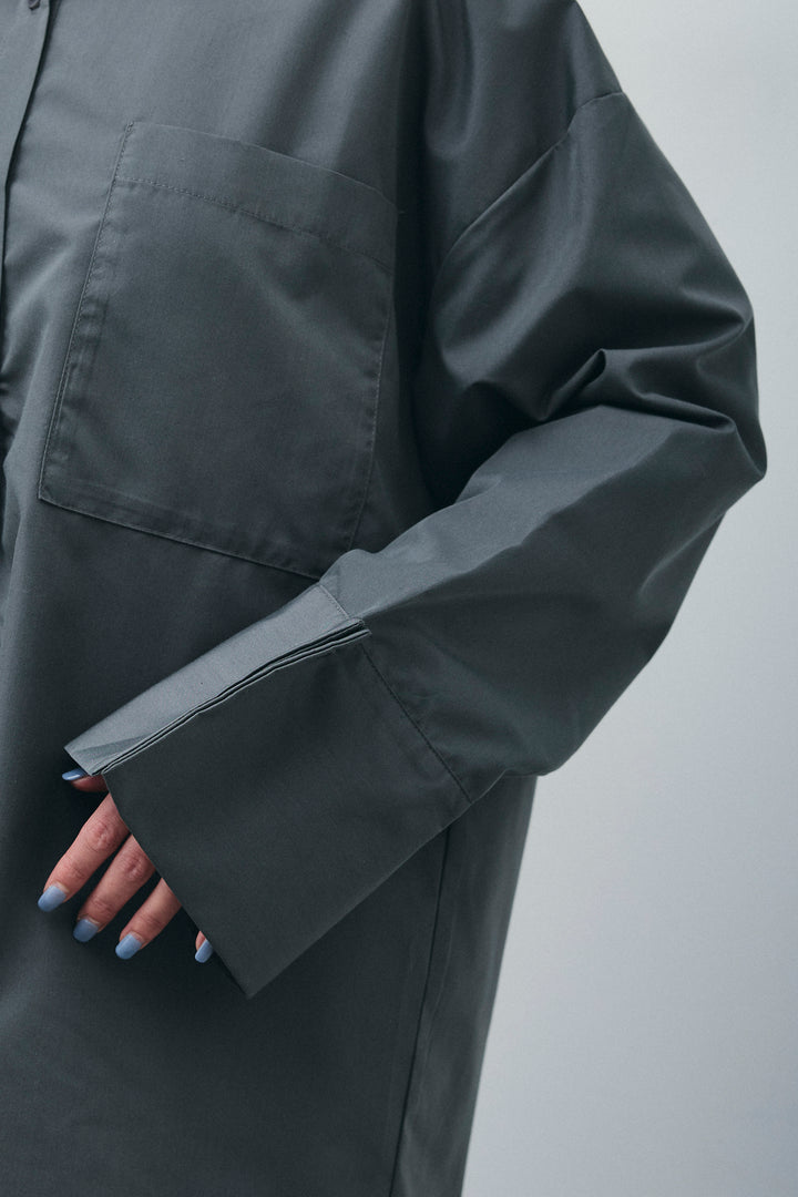 [予約/SET]ロゴプリントシアーニット+ブロードシャツロンパース(2set)