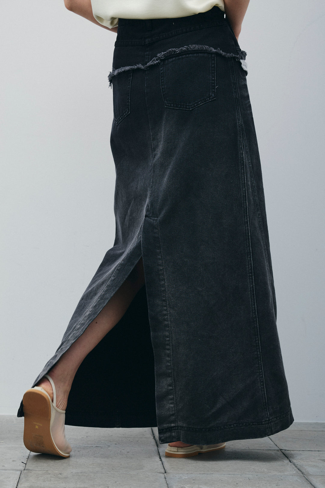 レイヤードデニムロングスカート