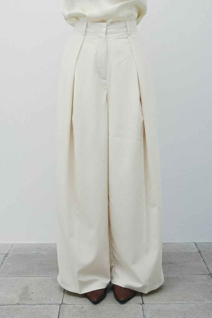 [予約/SET]クレープ半袖ダブルジャケット+サテン2wayトップス+クレープタックワイドパンツ(3set)