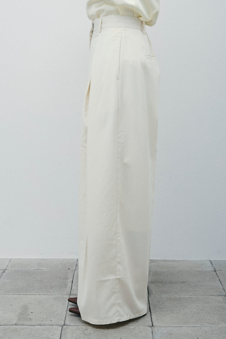 [予約/SET]クレープ半袖ダブルジャケット+サテン2wayトップス+クレープタックワイドパンツ(3set)